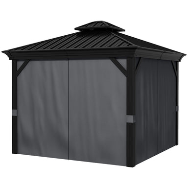 Outsunny 10' x 12' Hardtop Gazebo showcasing its stylish design with a durable steel frame and double-tier canopy, ideal for outdoor events.