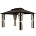 Outsunny 10' x 13' Hardtop Gazebo Canopy featuring a stylish double polycarbonate roof, aluminum frame, and privacy curtains.