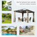 Outsunny 10X10 Ft Hard Top Gazebo Canopy ideal for various outdoor occasions, including backyard gatherings, lawns, and poolside relaxation, surrounded by beautiful landscaping.