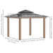 Dimensions of the Outsunny 11' x 11' Wood Frame Hardtop Gazebo, highlighting its height, width, and spacious interior for gatherings.
