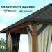 Close-up of the Outsunny 10' x 10' Waterproof Hardtop Metal Gazebo showing its waterproof and UV-resistant features.