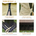 Detailed view of the Outsunny 10' x 10' Metal Hardtop Gazebo Canopy features, showing double-sided zipper, hook & loop strap, and reinforced feet design for stability.