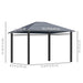 Dimensions of the Outsunny 10' x 10' Hardtop Gazebo, highlighting its size with measurements including height, width, and length.