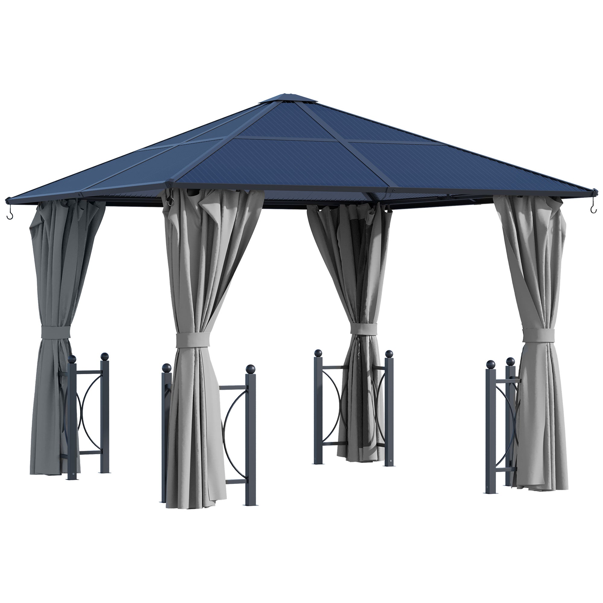 Outsunny 10'X10' Hardtop Gazebo featuring a durable aluminum frame, spacious design with fully enclosed sidewalls and netting, perfect for outdoor gatherings.