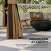 Outsunny 10' x 12' Hardtop Gazebo showcasing its sturdy design with four foot pillars, highlighted stability features, and elegant curtains for outdoor comfort.