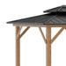 Detailed view of the roof structure of the Outsunny 11' x 11' Wood Frame Hardtop Gazebo showcasing its dual-tier galvanized steel design.