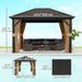 Outsunny 10' x 12' Hardtop Gazebo with Aluminum Frame, Steel Roof & Mesh Netting by Dream Yard Oasis, showcasing dimensions and design for spacious outdoor gatherings.