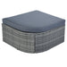 Comfortable gray wicker ottoman with a soft cushion from Dream Yard Oasis, part of the U STYLE Outdoor Wicker Daybed Sunbed Set with Canopy, perfect for relaxing outdoors.