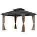 Outsunny 10' x 12' Hardtop Patio Gazebo featuring a stylish design with a metal roof, zippered curtains, and mosquito netting, perfect for outdoor gatherings.
