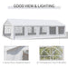 Interior view of the Outsunny 32'x16' Heavy Duty Steel Outdoor Wedding Canopy Tent by Dream Yard Oasis™, featuring two heavy-duty zippered doors and ten transparent church windows.