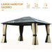 Outsunny 14'x12' Aluminum Patio Gazebo Canopy featuring UV-protection and elegant curtains for outdoor comfort.