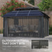 View of the Outsunny 13' x 10' Double Roof Gazebo set up with four mesh curtains, highlighting its comfort for outdoor gatherings.