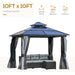 Outsunny 10'X10' Hardtop Aluminum Patio Gazebo in black and grey, featuring a durable design, ideal for outdoor seating and relaxation.
