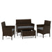 4-Piece Gray Patio Rattan Conversation Set showcasing a loveseat, two armchairs, and a coffee table in a stylish arrangement.