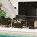 4-Piece Gray Patio Rattan Conversation Set displayed on a modern patio by a pool, inviting outdoor relaxation.