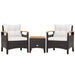 3-Piece Outdoor Patio Rattan Furniture Set with Removable Cushions - Stylish & Comfortable showing a close-up view of the two chairs and coffee table in an elegant arrangement.