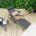 Adjustable Outdoor Aluminum Chaise Lounge Chair with Quick-Drying Fabric & Removable Pillow, featured in a stylish outdoor setting with decorative pillows.