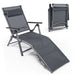 Adjustable Outdoor Aluminum Chaise Lounge Chair with Quick-Drying Fabric & Removable Pillow displayed in an upright position and folded for easy transport.
