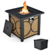28" Square Fire Pit Table with 50000 BTU featuring fire glass and elegant design. Ideal for outdoor gatherings.