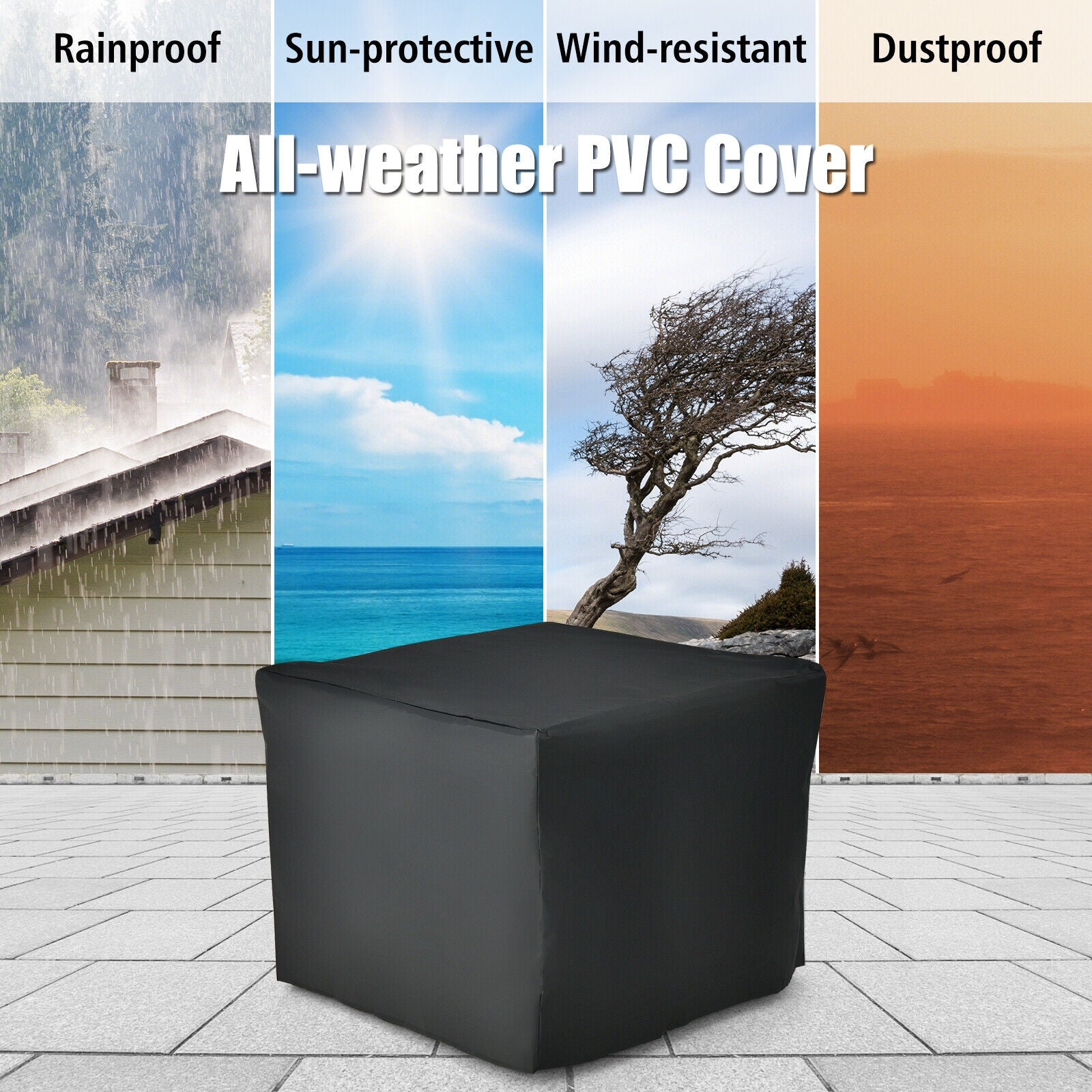 All-weather PVC cover for the 28" Square Fire Pit Table with 50000 BTU, protecting against elements.