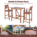 The 3-Piece Acacia Wood Patio Bar Set with Sunflower Backrest shown in versatile outdoor settings, ideal for balconies, sunrooms, or patios.
