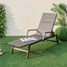 Brown Outdoor Rattan Chaise Lounge Chair with 5-Position Backrest and Armrests shown in a garden setting, featuring a stylish design and durability.