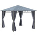 Outsunny 10'x10' Hardtop Gazebo featuring a stylish design with a UV-resistant polycarbonate roof and elegant privacy curtains, perfect for outdoor gatherings.