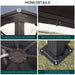 Close-up of the sturdy construction of the Outsunny 10X10 Ft Hard Top Gazebo Canopy, highlighting its reinforced corners, hooks for sidewalls, and stable aluminum frame.
