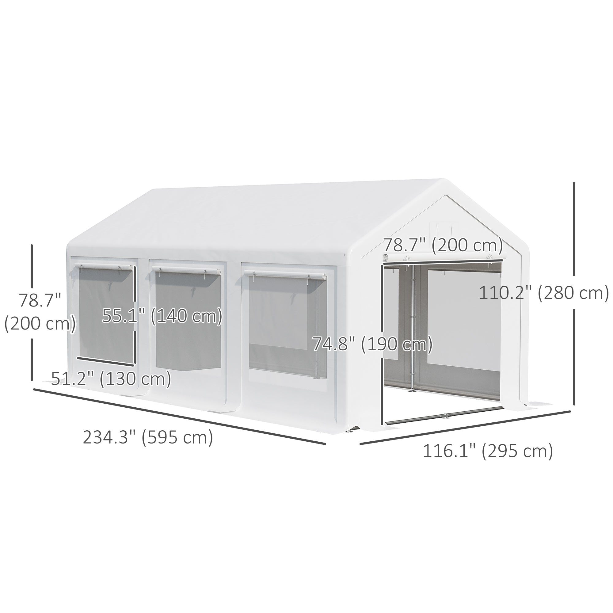 Dimensions of the Outsunny 20' x 10' Outdoor Party Tent Canopy with 6 Removable Sidewalls, highlighting its spacious design and functionality.