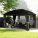 Outsunny 10' x 13' Aluminum Hardtop Gazebo nestled in a backyard, featuring curtains and ample seating, perfect for relaxation and gatherings.