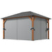 Outsunny 13' x 10' Hardtop Gazebo with Netting & Curtains featuring a durable aluminum frame, designed for all seasons with elegant wood-grain columns.