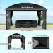 Dimensions and interior view of Outsunny 10' x 13' Aluminum Hardtop Gazebo, highlighting space for outdoor seating and elegant dark gray finish.