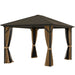 Outsunny 10' x 12' Hardtop Gazebo featuring a robust aluminum frame with weather-resistant curtains and zippered netting, perfect for outdoor gatherings.