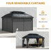 Outsunny 13' x 10' Double Roof Gazebo displaying its four removable curtains, providing adjustable sun and wind protection.