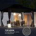 Outsunny 10' x 12' Hardtop Gazebo showcasing top hooks for hanging lights and décor in an outdoor setting at night.