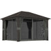 Outsunny 10' x 12' Hardtop Gazebo with Metal Roof & Aluminum Frame, featuring mesh netting, in dark grey shade, perfect for outdoor gatherings.