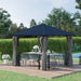 Outsunny 10'X10' Hardtop Gazebo set up in a stylish outdoor area with a cozy seating arrangement, perfect for outdoor gatherings and relaxation.