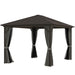 Outsunny 10' x 12' Hardtop Gazebo featuring an aluminum frame, weather-resistant curtains, and zippered netting, perfect for outdoor gatherings.