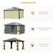 Different usage states of the Outsunny 14'x12' Aluminum Patio Gazebo Canopy demonstrating privacy, mosquito protection, and open-air features.