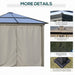 More detailed features of the Outsunny 10' X 10' Heavy Duty Aluminum Hardtop Gazebo, emphasizing the sturdy frame, built-in hooks, and reinforced corners for durability.